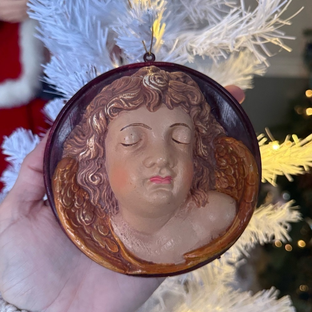Vintage 1974 Elegant Angel Ornament with Gold and Brown Accents